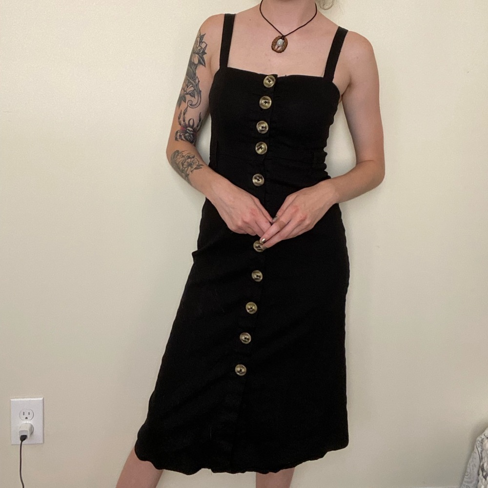 Black button up dress